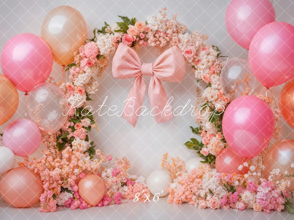 Fondo de globos rosas de arco floral smash cake
