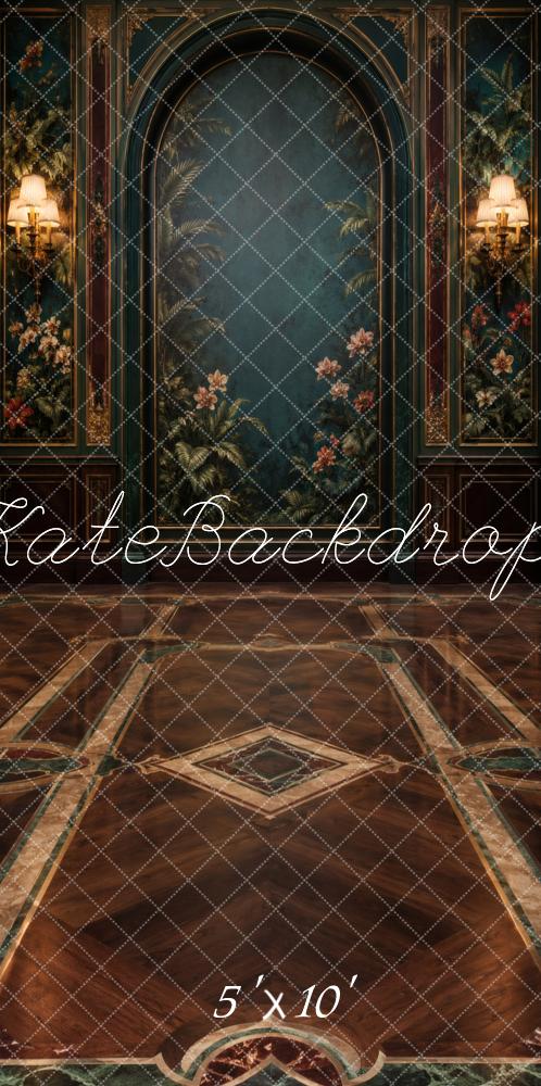 Kate Sweep Botanical Teal Floral Luxury Vintage Arch Printed Backdrop Designed by Vertigo Productions