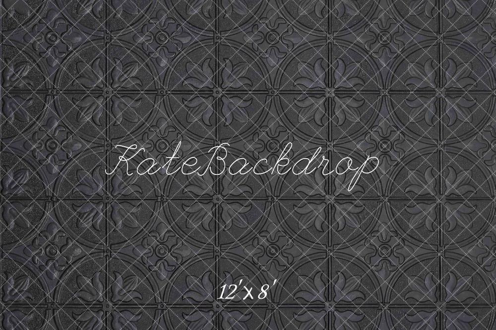 Kate Black Embossed Retro Floor Printed Backdrop Designed by Mini MakeBelieve