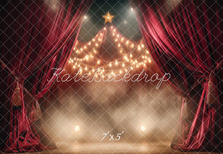 Kate Circus Red Curtains Star String Lights Printed Backdrop Designed by Angela Miller