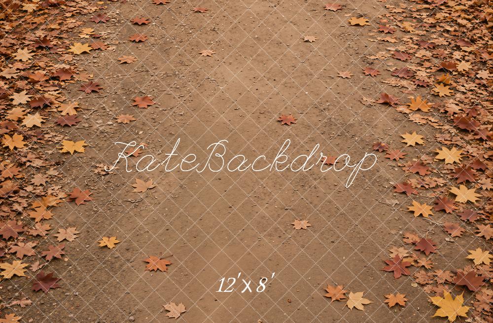 Kate Fall Leaves Covered Path Floor Printed Backdrop Designed by Kate Image