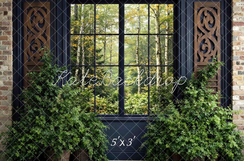 Kate Father's Day Greenery Window Forest View Printed Backdrop Designed by Mini MakeBelieve