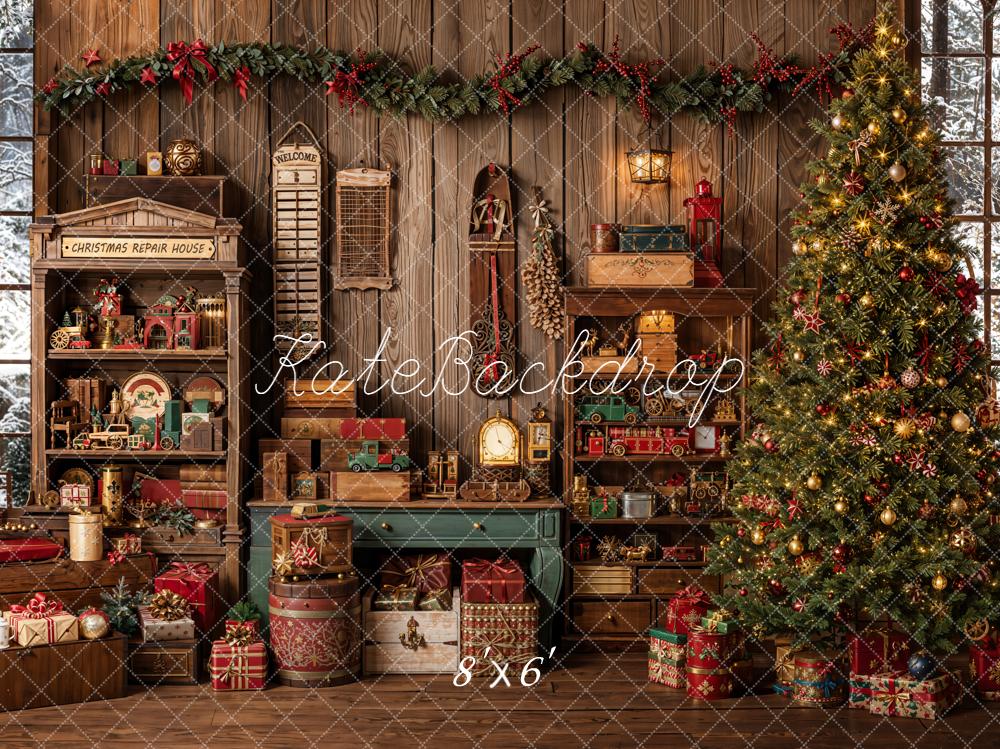 Kate Christmas Tree Toys Room Gifts Wood Wall Backdrop Designed by Emetselch