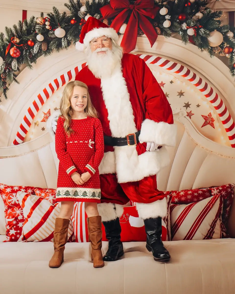 Kate Christmas Candy Cane Arch Headboard Upholstered Backdrop Designed by Emetselch