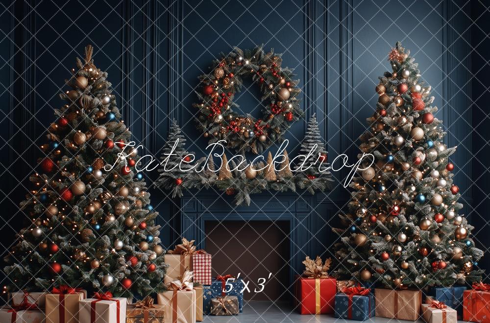 Kerstboomkrans Retro Foto Achtergrond Designed by Patty Roberts