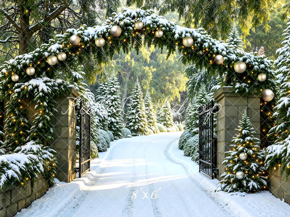Kate Christmas Snowy Pine Archway Path Backdrop Designed by Mini MakeBelieve