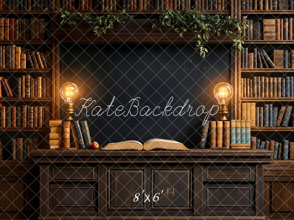Mesa de libros de regreso a clases luces fondo