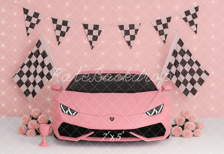 Pink Sports Car Racing Celebration Backdrop