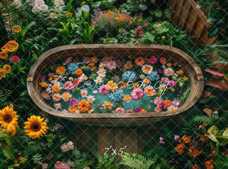 Kate Summer Floral Tub Garden Printed Backdrop Designed by Laura Bybee