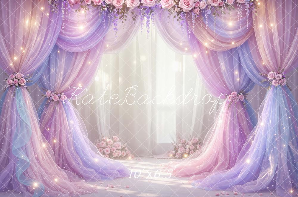 Kate Mother's Day Flower Arch Pastel Drapes Sparkle Printed Backdrop Designed by Mini MakeBelieve
