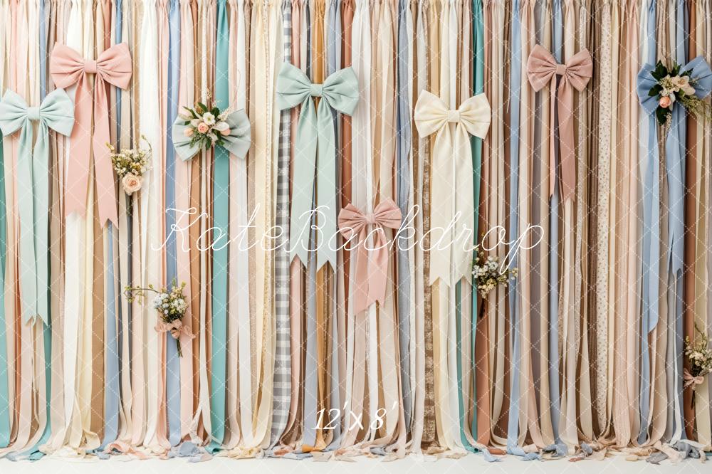 Kate Pastel Ribbon Wall Bows and Flowers Backdrop Designed by Patty Roberts