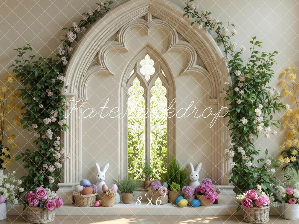 Kate Easter Bunny Floral Arch Eggs Window Backdrop Designed by Mini MakeBelieve