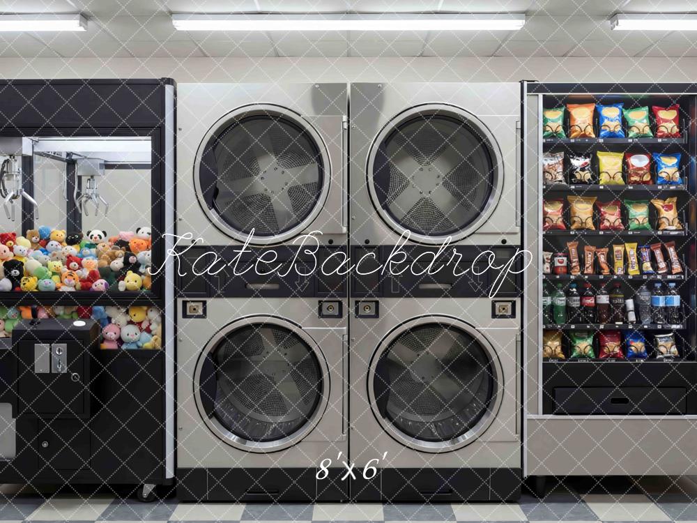 Kate Laundry Day Claw Machine Snack Vending Machine Printed Backdrop Designed by Mini MakeBelieve
