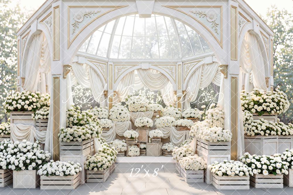 Kate Spring White Flower Arch Crates Pavilion Backdrop Designed by Mini MakeBelieve