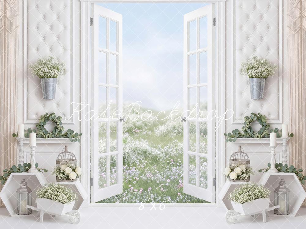 Kate White French Doors Floral Field Backdrop Designed by Mini MakeBelieve