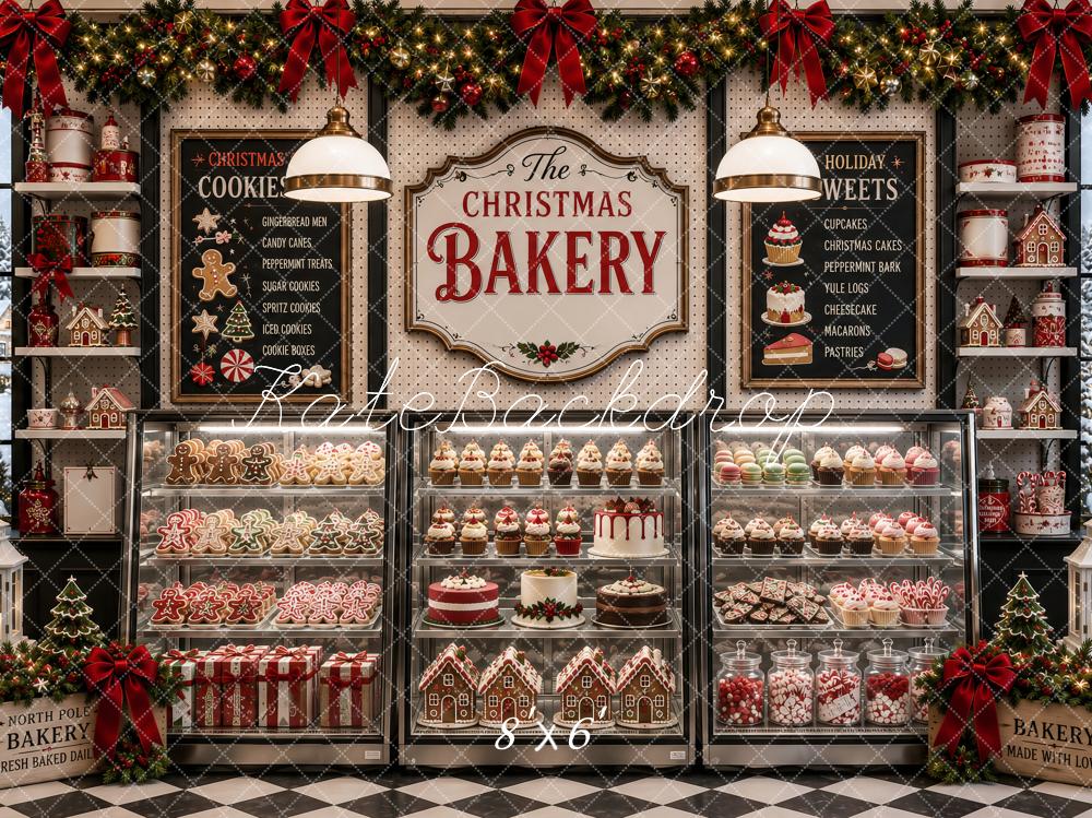 Kate Christmas Bakery Gingerbread Cookie Shop Printed Backdrop Designed by Ashley Paul