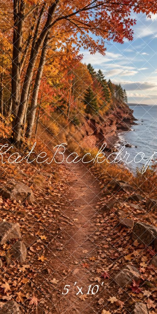 Kate Sweep Fall Forest Coastal Path Ocean Cliffs Printed Backdrop Designed by Vertigo Productions