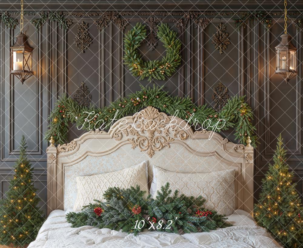 Kate Christmas Headboard Vintage Wall Wreath Garland Backdrop Designed by Emetselch