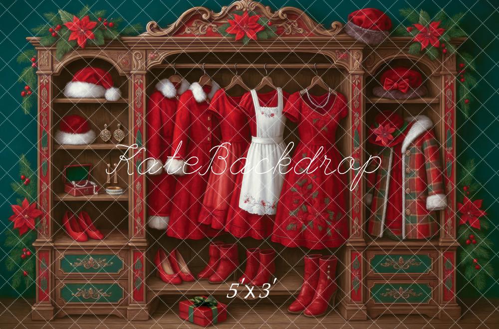 Vestidos Rojos Botas Fondo de Sra. Claus Diseñado por Mini MakeBelieve