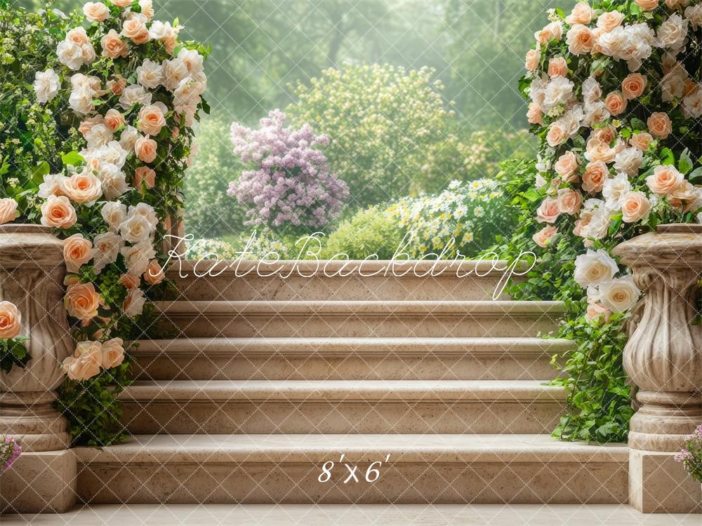 Fondo de Escaleras en Cascada Jardín Floral Diseñado por Mini MakeBelieve