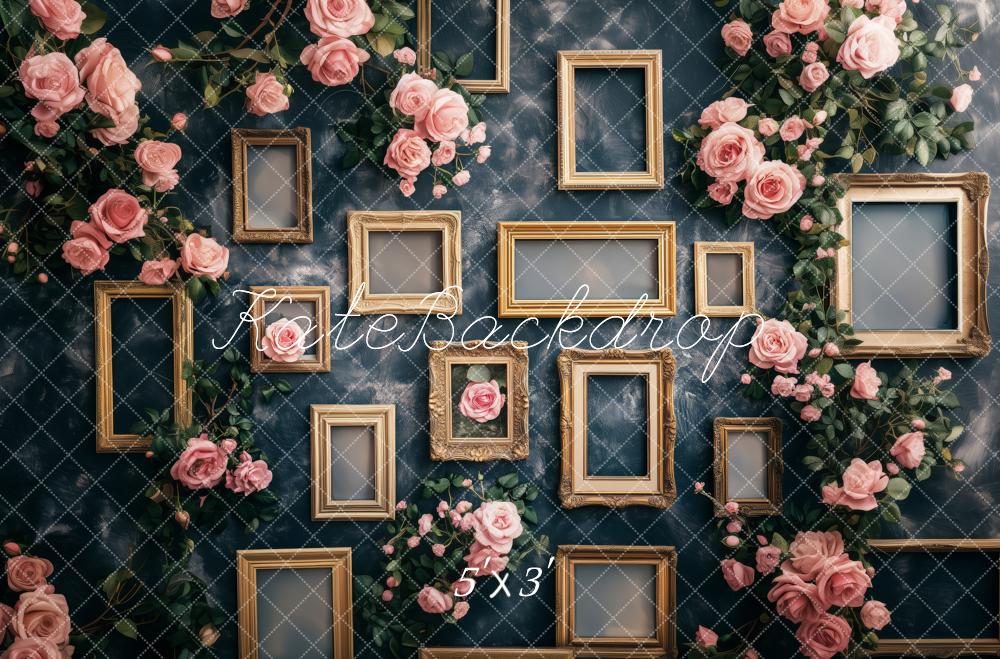 Kate Vintage Frame Pink Roses Backdrop Designed by Patty Roberts