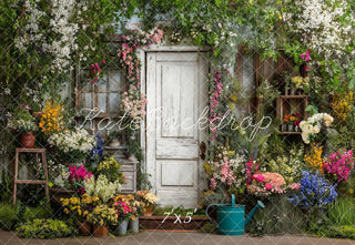 Kate Summer Flower Arch Rustic Door Garden Printed Backdrop Designed by Angela Miller