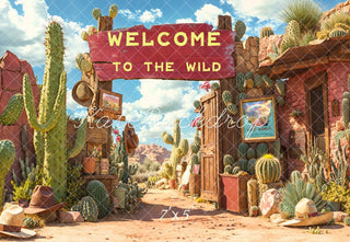 Aventura del Oeste Salvaje Desierto Cactus Cowboy Fondo Diseñado por Emetselch