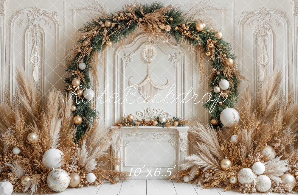 Kate Christmas Arch Boho Pampas Grass Retro Wall Backdrop Designed by Emetselch