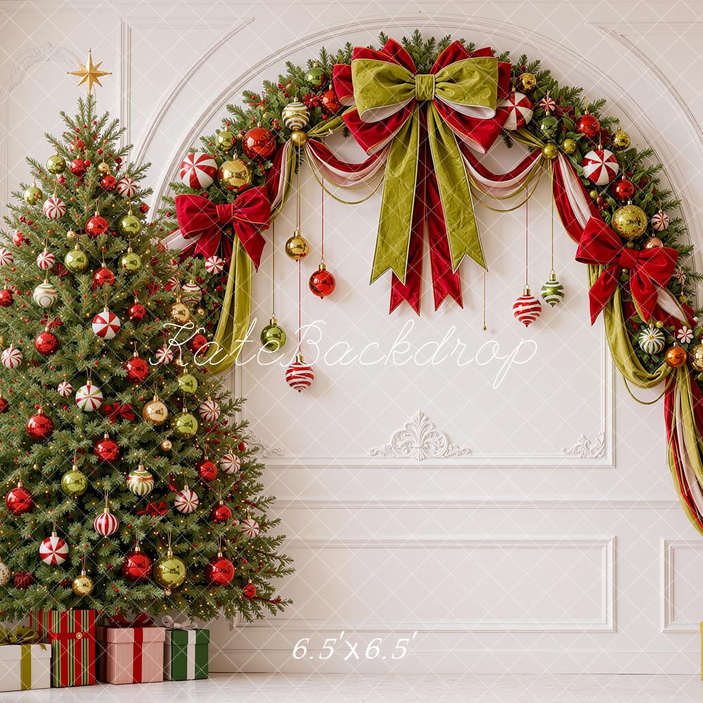 Kate Christmas Tree Elf Garland Arch Gifts Vintage Wall Printed Backdrop Designed by Shutter Swan Studios