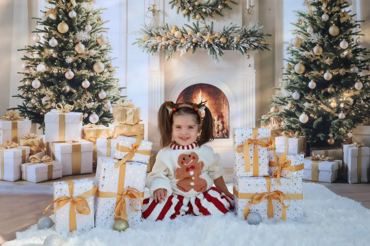Kate Winter Christmas Tree Gifts Fireplace Photo Kit Photography Backdrops&Props Themed Bundle