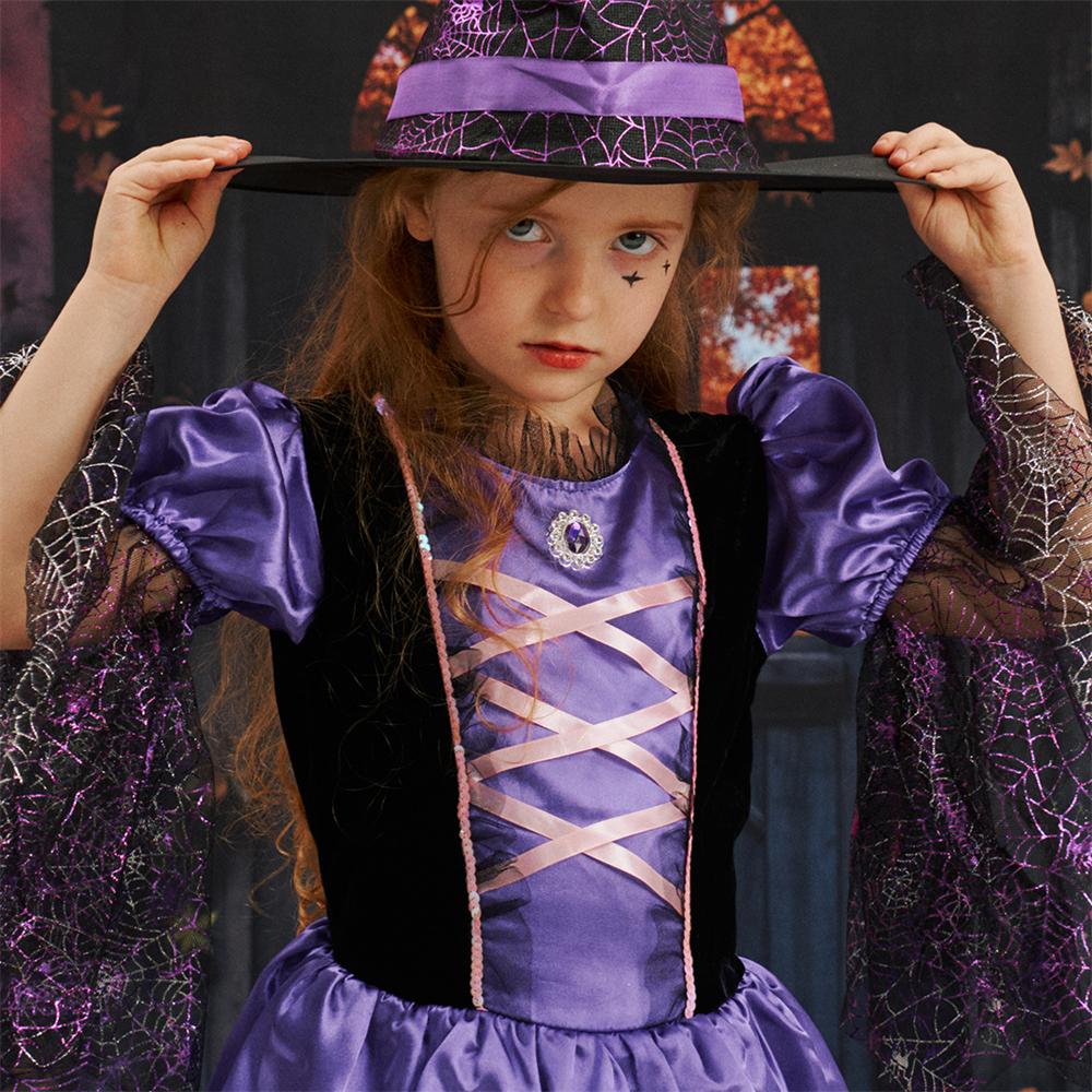 Kate Halloween Black and Purple Witch Children's Dress Set