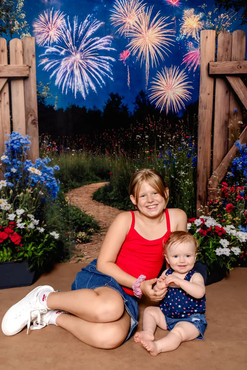 Kate Independence Day Garden Fireworks Gate Backdrop Designed by Emetselch