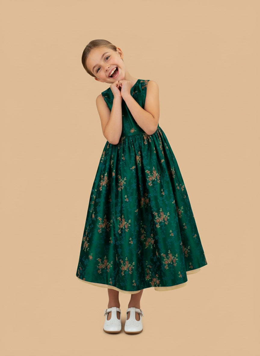 Kate Couture Green Floral Princess Girls Dress for Photography