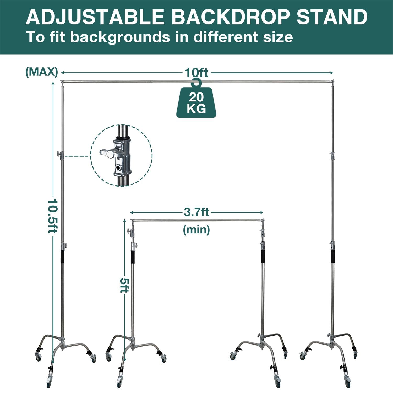 Marco de equipo telescópico ajustable para soporte de fondo fotográfico Display Stand.