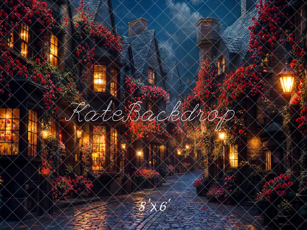 Kate Romantic Floral Village Night Backdrop Designed by Emetselch