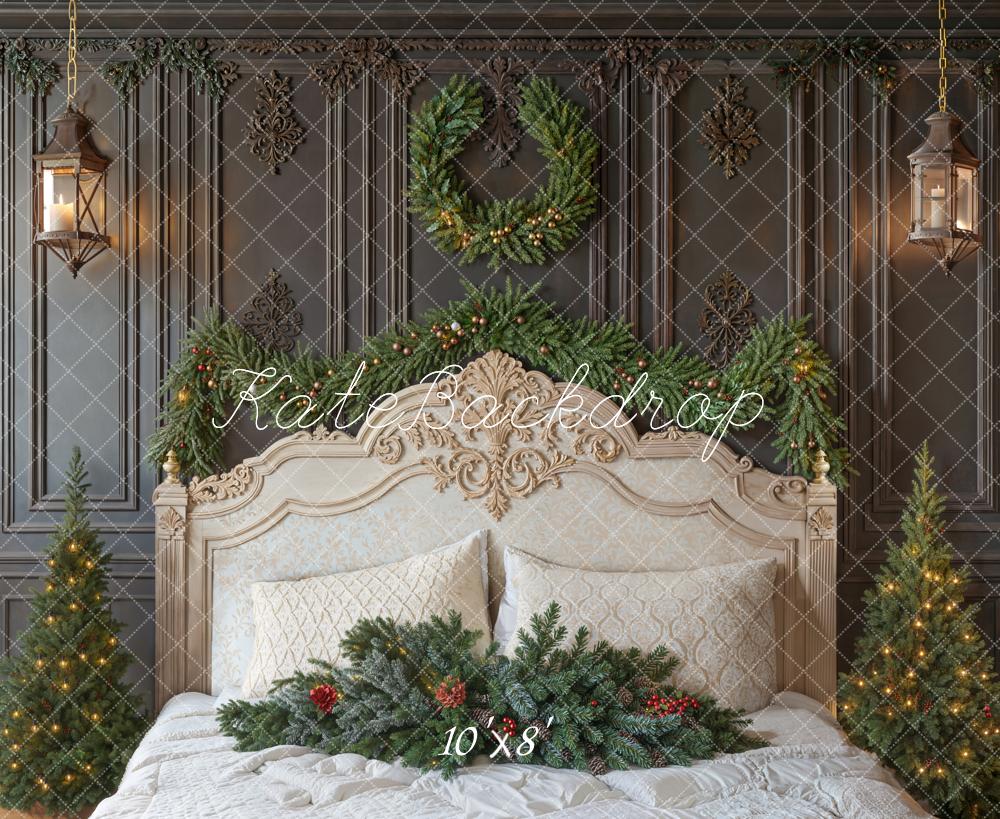 Kate Christmas Headboard Vintage Wall Wreath Garland Backdrop Designed by Emetselch