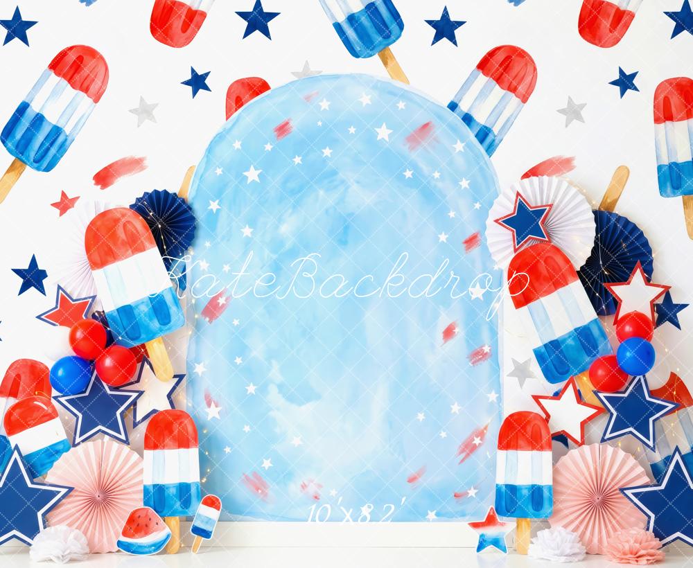Kate Independence Day Red White Blue Popsicle Stars Printed Backdrop Designed by Patty Roberts