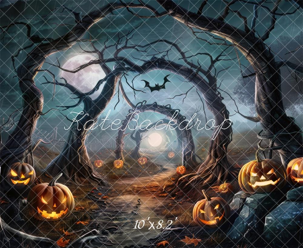 Spooky Halloween Moonlit Pumpkin Pathway