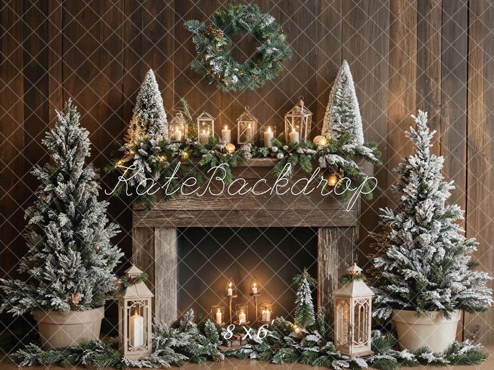 Albero di Natale Rustico Camino Lanterna Sfondo Designed by Emetselch