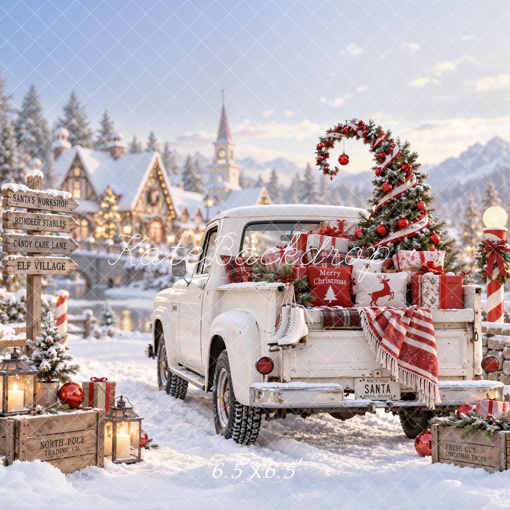 Kate Christmas Pickup Truck Christmas Tree Printed Backdrop Designed by Emetselch