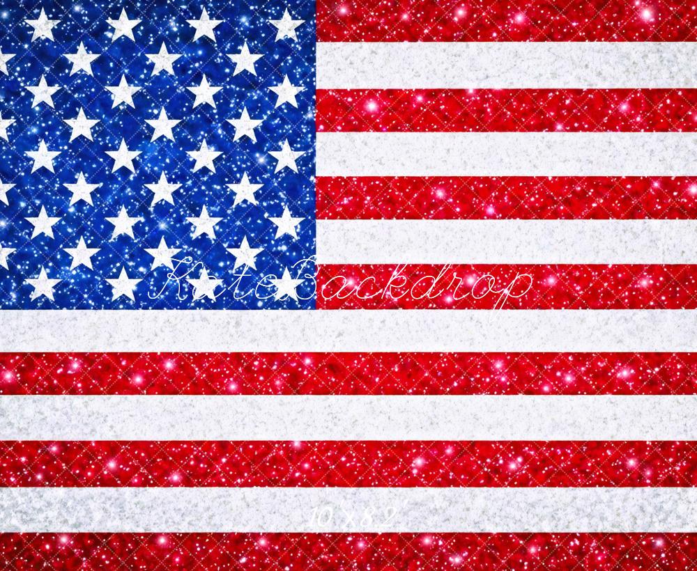 Kate Glitter American Flag Stars and Stripes Backdrop Designed by Mini MakeBelieve