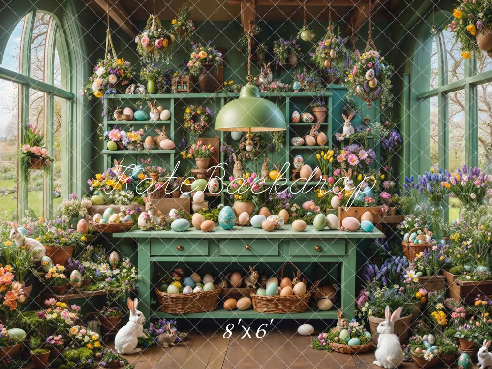 TEST Kate Easter Bunny Eggs Floral Kitchen Backdrop Designed by Emetselch