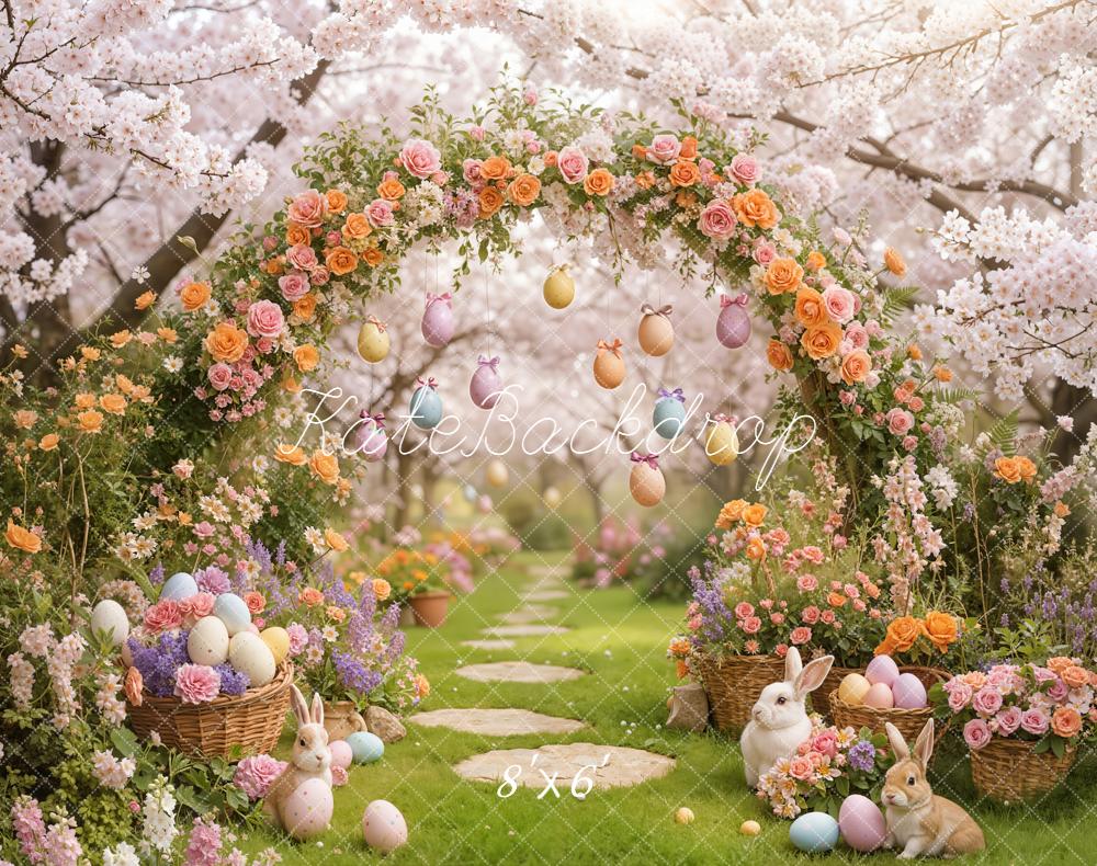 Kate Easter Bunny Flower Arch Pastel Eggs Garden Backdrop Designed by Emetselch