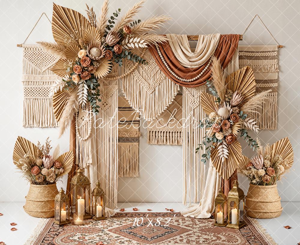 Kate Mother's Day Boho Macrame Dried Palm Floral Arrangement Backdrop Designed by Emetselch