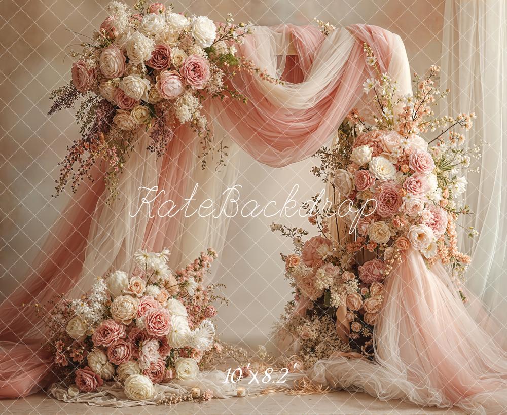 Kate Spring Romantic Flower Arch Pink Rose Drapes Backdrop Designed by Emetselch