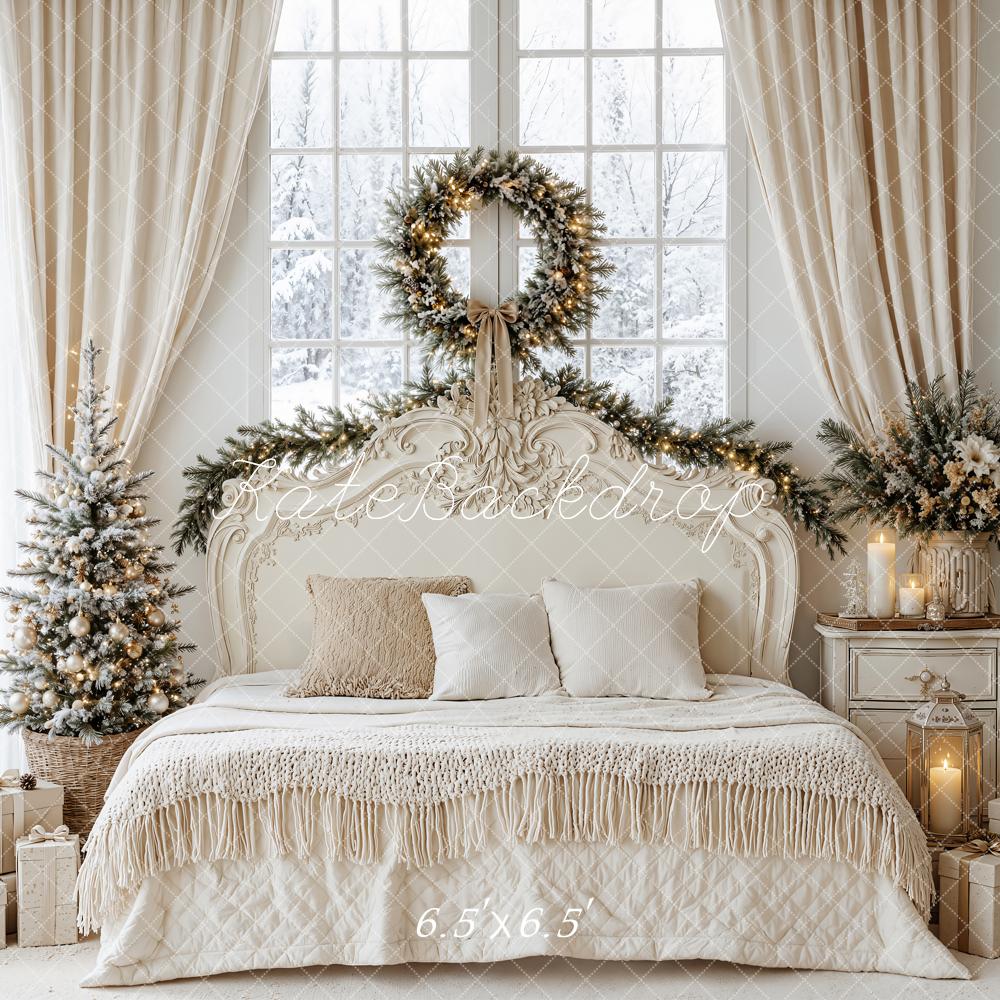 Kate Christmas Bedroom Pine Wreath Garland Tree Printed Backdrop Designed by Emetselch