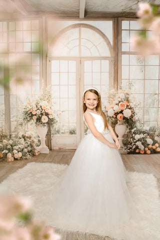 Kate Wedding Floral Arched Window Balloons Printed Backdrop Designed by Emetselch