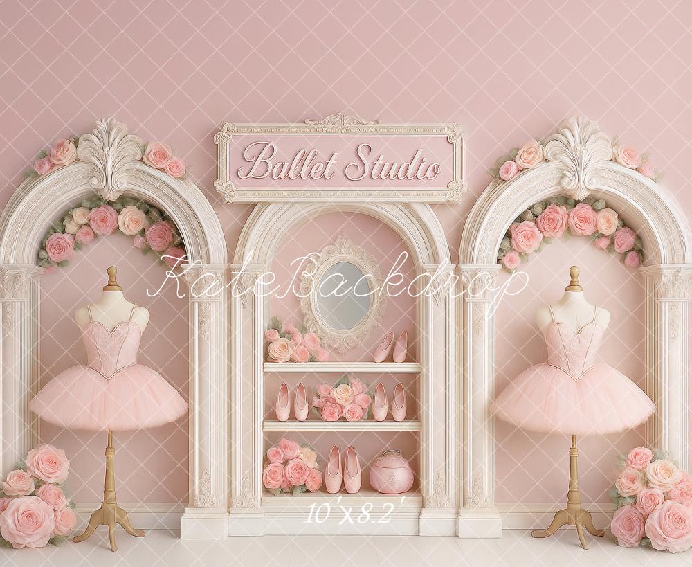 Kate Birthday Ballet Studio Pink Dress Printed Backdrop Designed by Ashley Paul