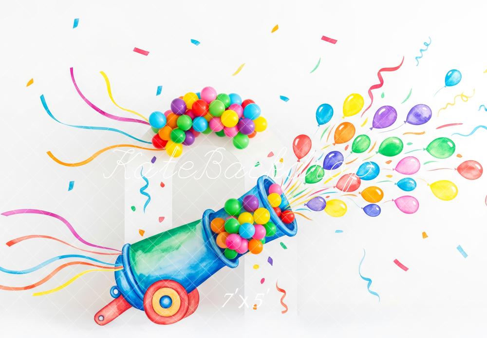 Kate Cake Smash Colorful Confetti Explosion Balloon Backdrop Designed by Patty Roberts