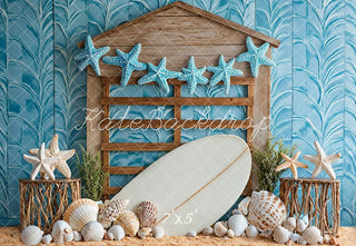 Fondo de tabla de surf de conchas marinas estrella de mar diseñado por Kate Image